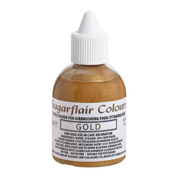 Sugarflair Airbrushfarbe Gold Fl Ssigfarben Lebensmittelfarben