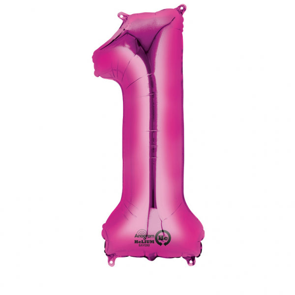 ZAHL PINK - 1  2827501 FOLIENBALLON 33 X 86 CM