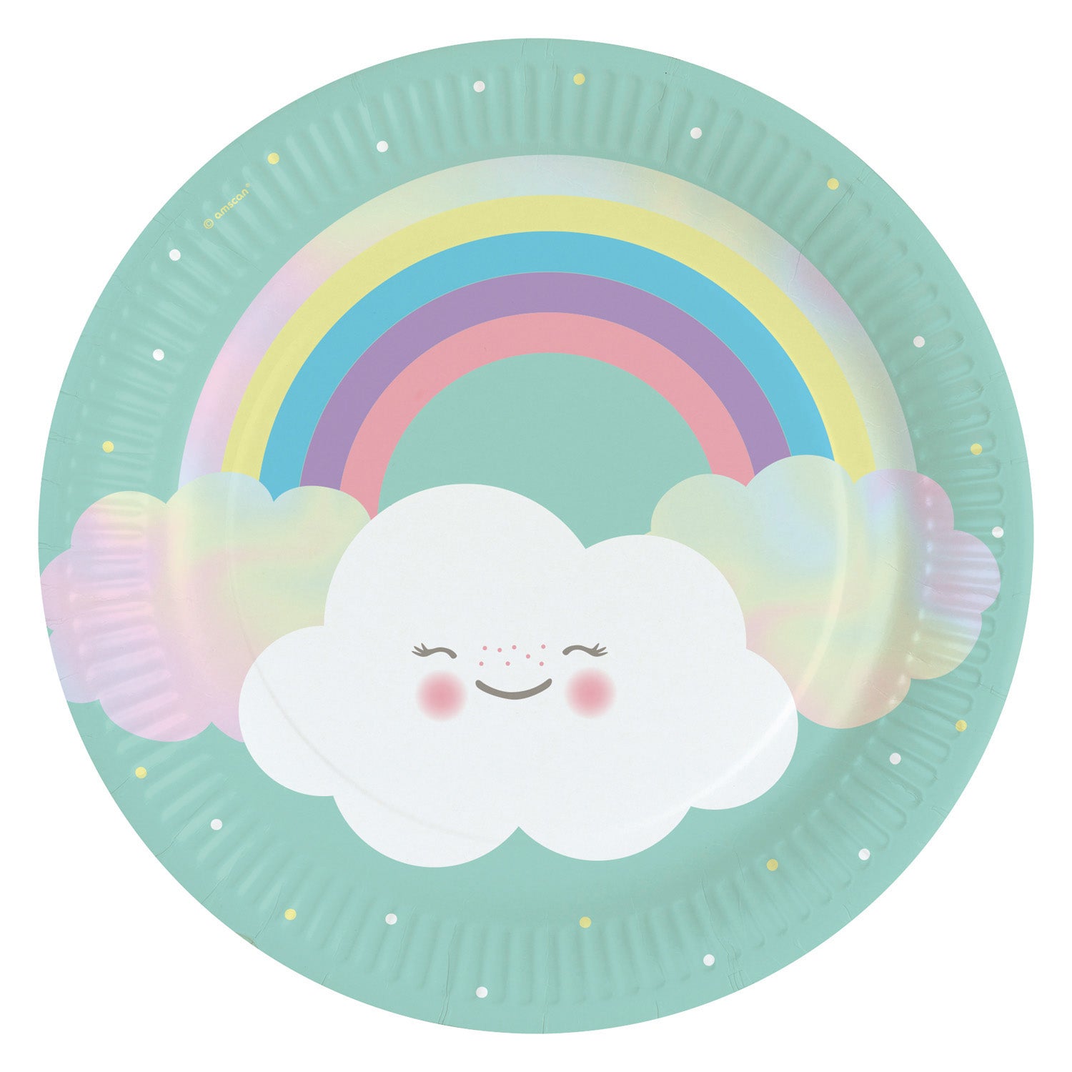 REGENBOGEN UND WOLKEN PAPPTELLER 23 CM