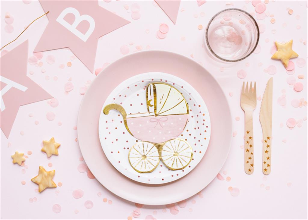 SERVIETTEN KINDERWAGEN ROSA