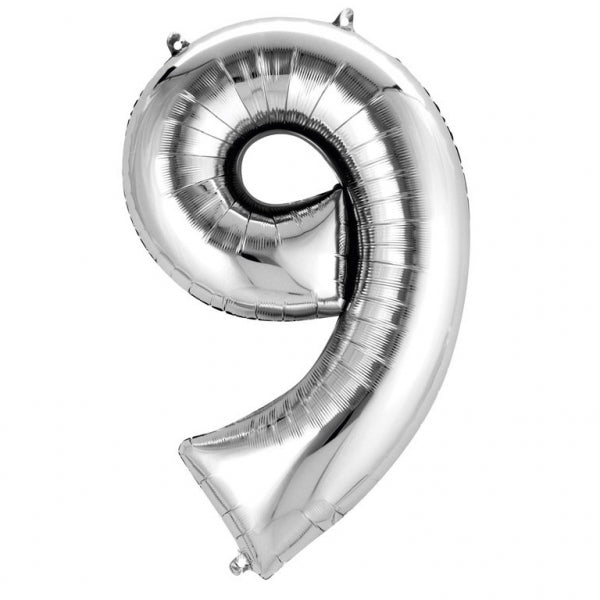 ZAHL SILBER - 9  2798901 FOLIENBALLON 63 X 86 CM