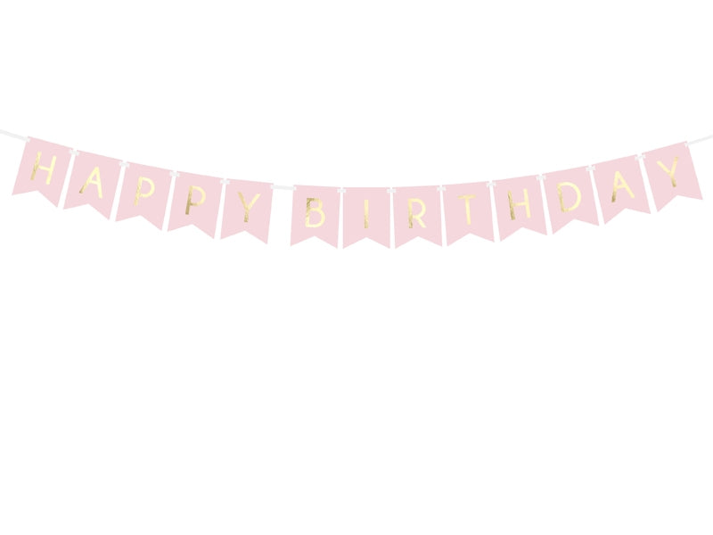 HAPPY BIRTHDAY BANNER LIGHT PINK 15 X 175 CM
