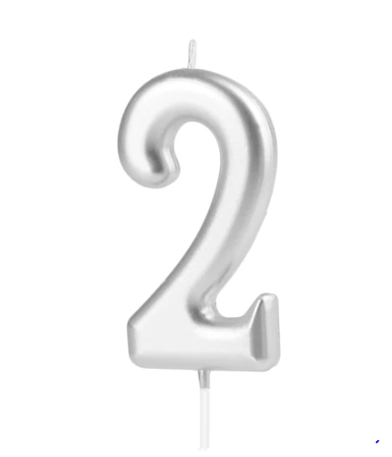 KERZE NUMMER 2 SILBER