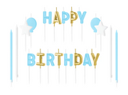 KERZE HAPPY BIRTHDAY BLAU-GOLD