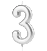 KERZE NUMMER 3 SILBER