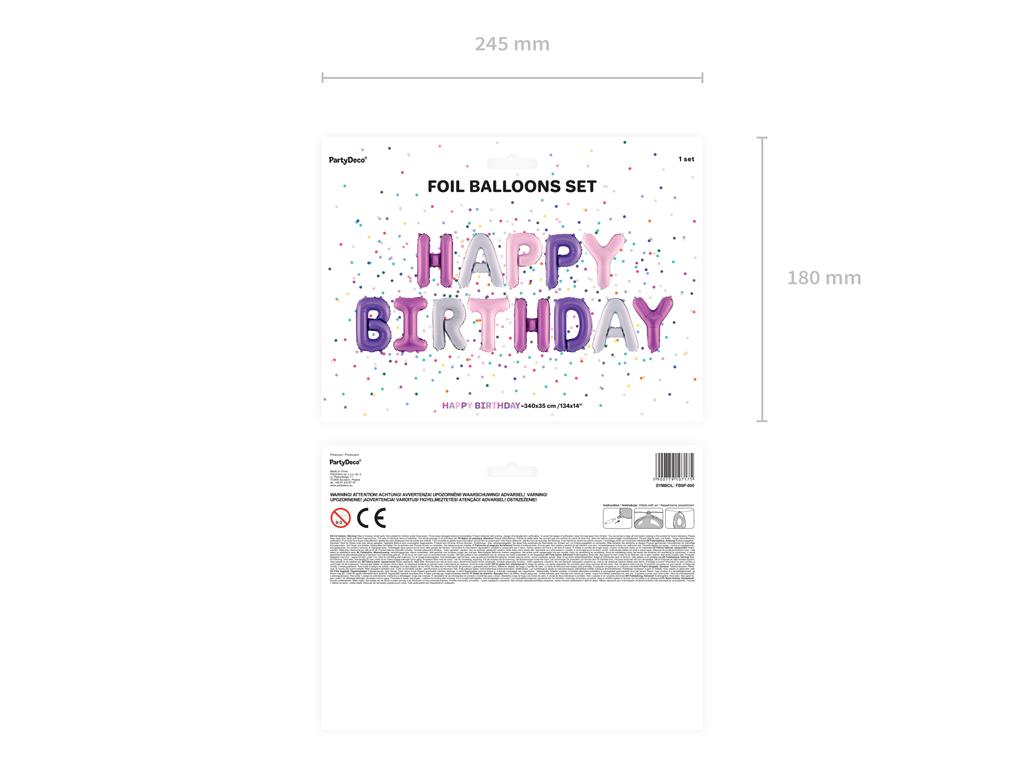 FOLIENBALLON H-BIRTHDAY PINK - 340X35CM