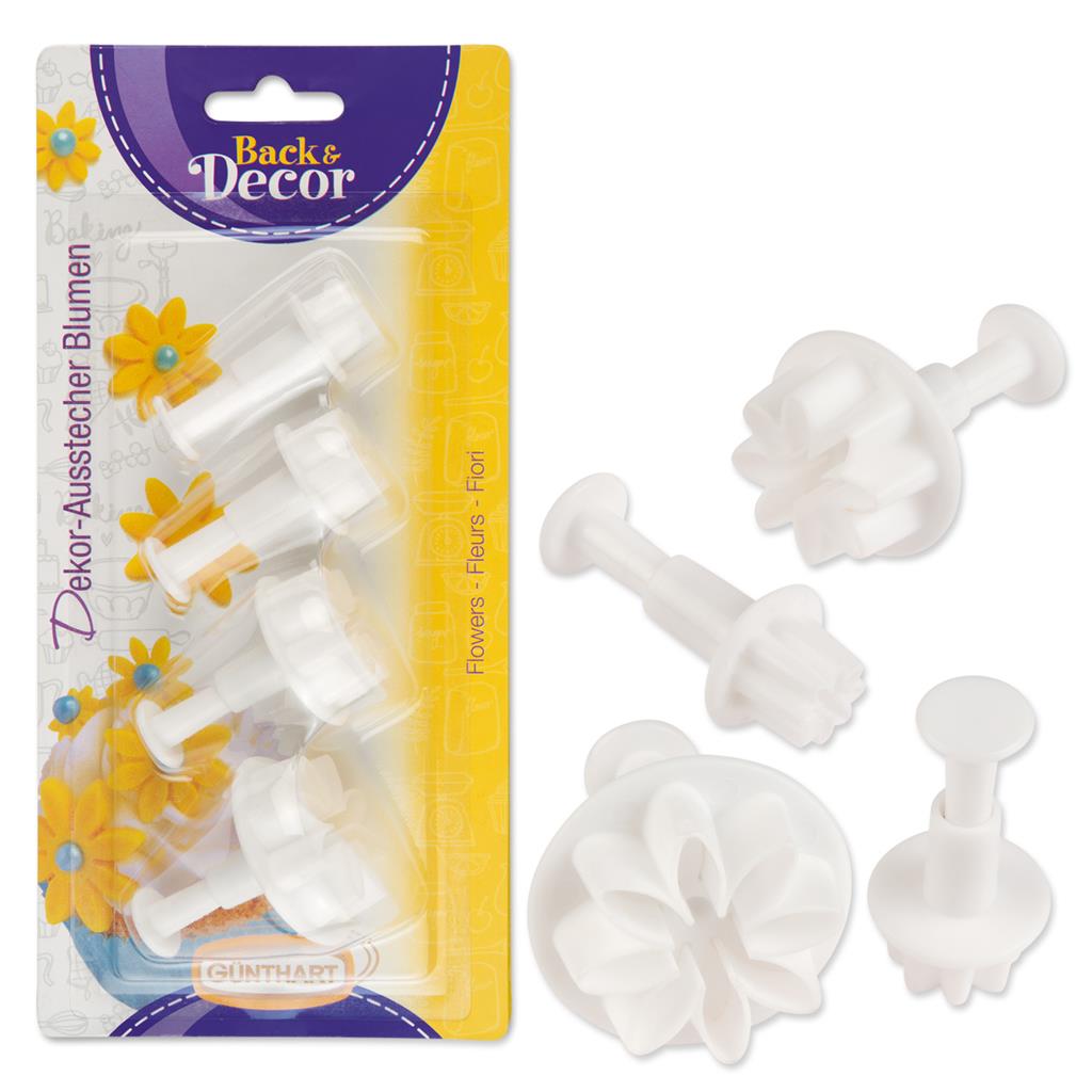 BLUMEN AUSSTECHFORM MIT AUSWERFER 4-TLG.