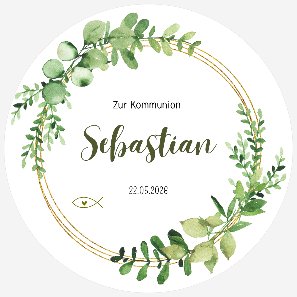 Foto Tortenaufleger Rund Firmung/Kommunion Blätter ohne Bild