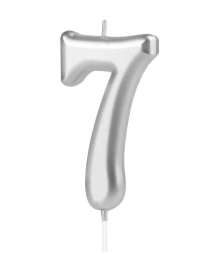 KERZE NUMMER 7 SILBER