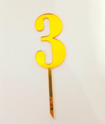 Cake Topper Acryl Gold Zahl 3