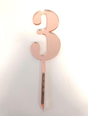 CAKE TOPPER ACR. ROSEGOLDZAHL 3