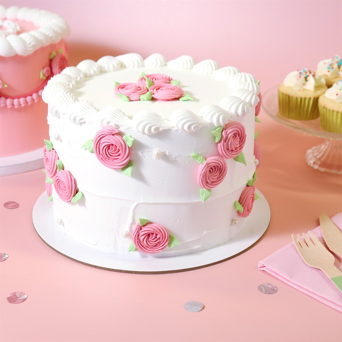 CAKE CARD SET - 5 STK. WEISS RUND 25 CM