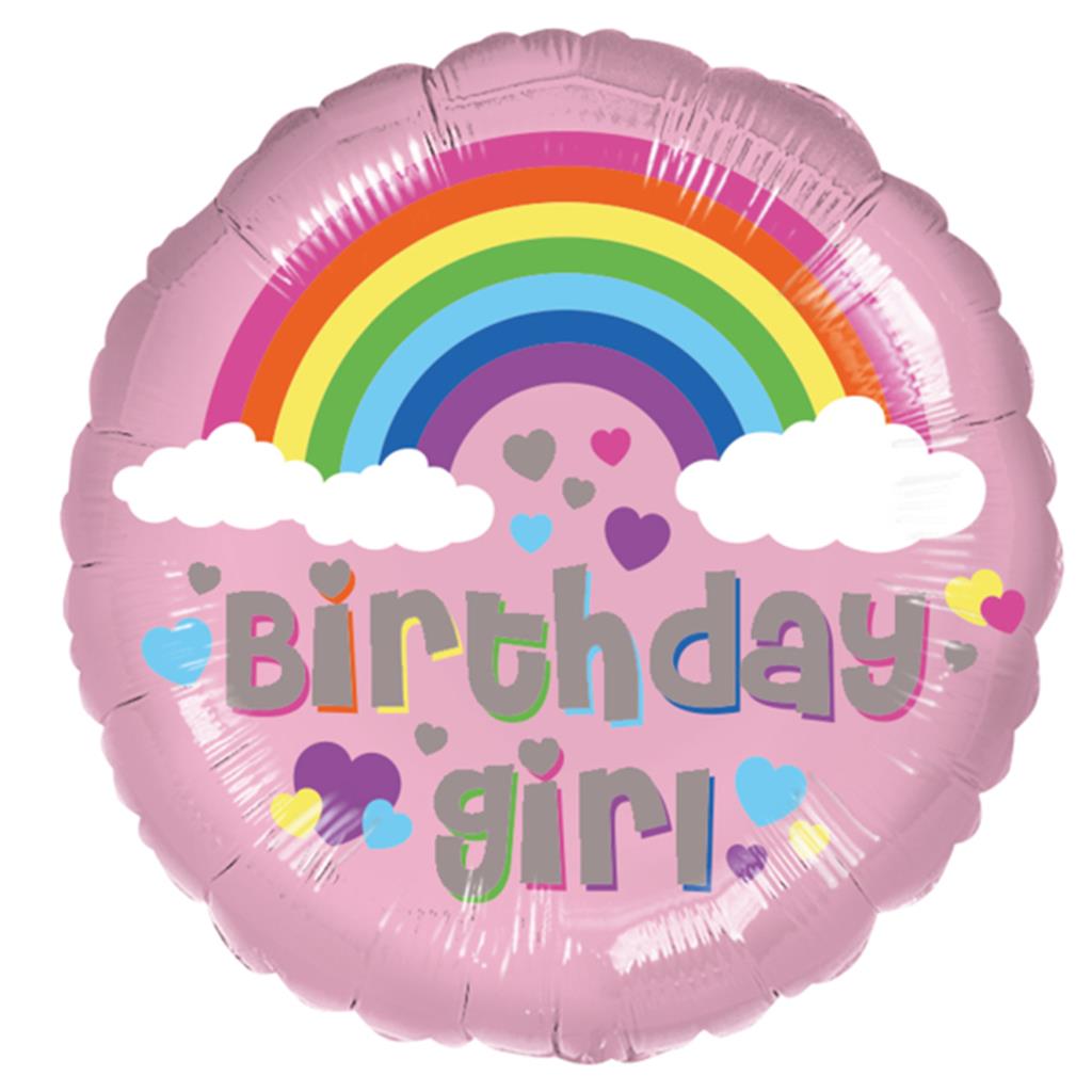 BIRTHDAY GIRL RAINBOW FOLIENBALLON 43 CM