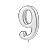 KERZE NUMMER 9 SILBER