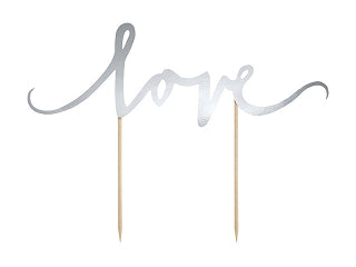 CAKE TOPPER LOVE SILVER 17 CM