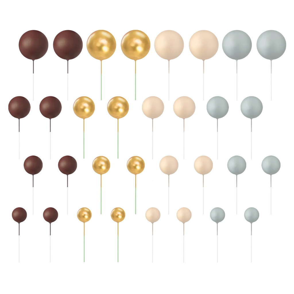 TOPPER KUGELN BRAUN/GOLD/BEIGE/GRAU 32-ER SET