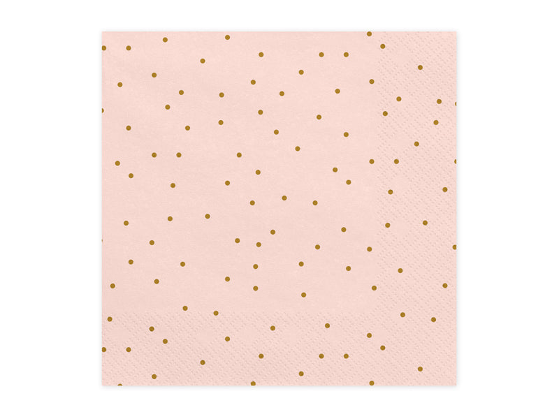 SERVIETTEN DOTS PINK-GOLD