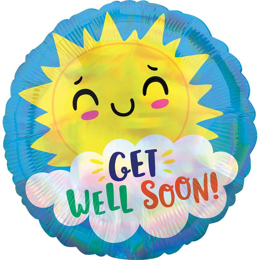 GET WELL HAPPY SUN FOLIENBALLON 43 CM