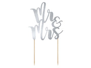 CAKE TOPPER SILVER MR & MRS 25.5 CM