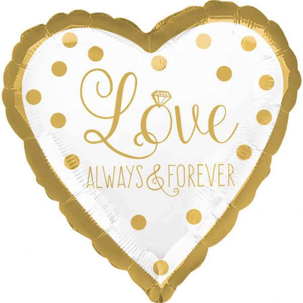 LOVE ALWAYS HERZ GOLD FOLIENBALLON 43 CM