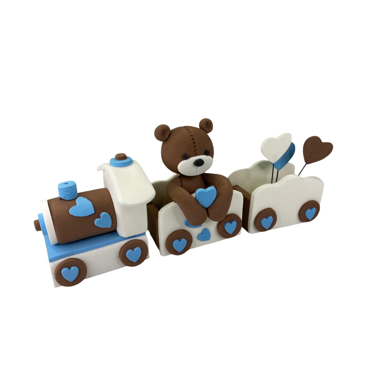 BÄR IM ZUG ZUCKERFIGUR BLAU