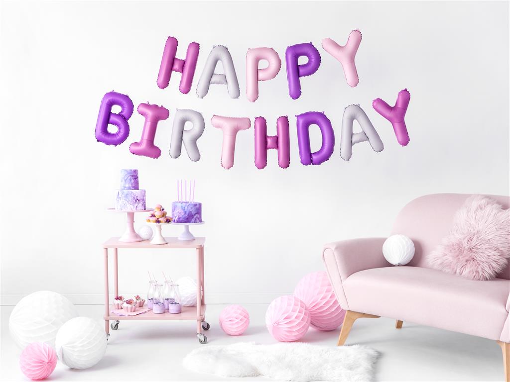 FOLIENBALLON H-BIRTHDAY PINK - 340X35CM