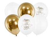 BALLONS HAPPY BIRTHDAY GOLD/WEISS
