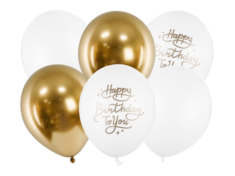 BALLONS HAPPY BIRTHDAY GOLD/WEISS