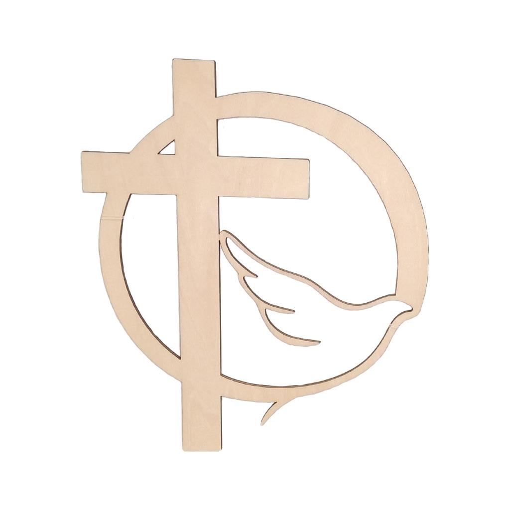 CAKE TOPPER KREUZ MIT RING UND TAUBE