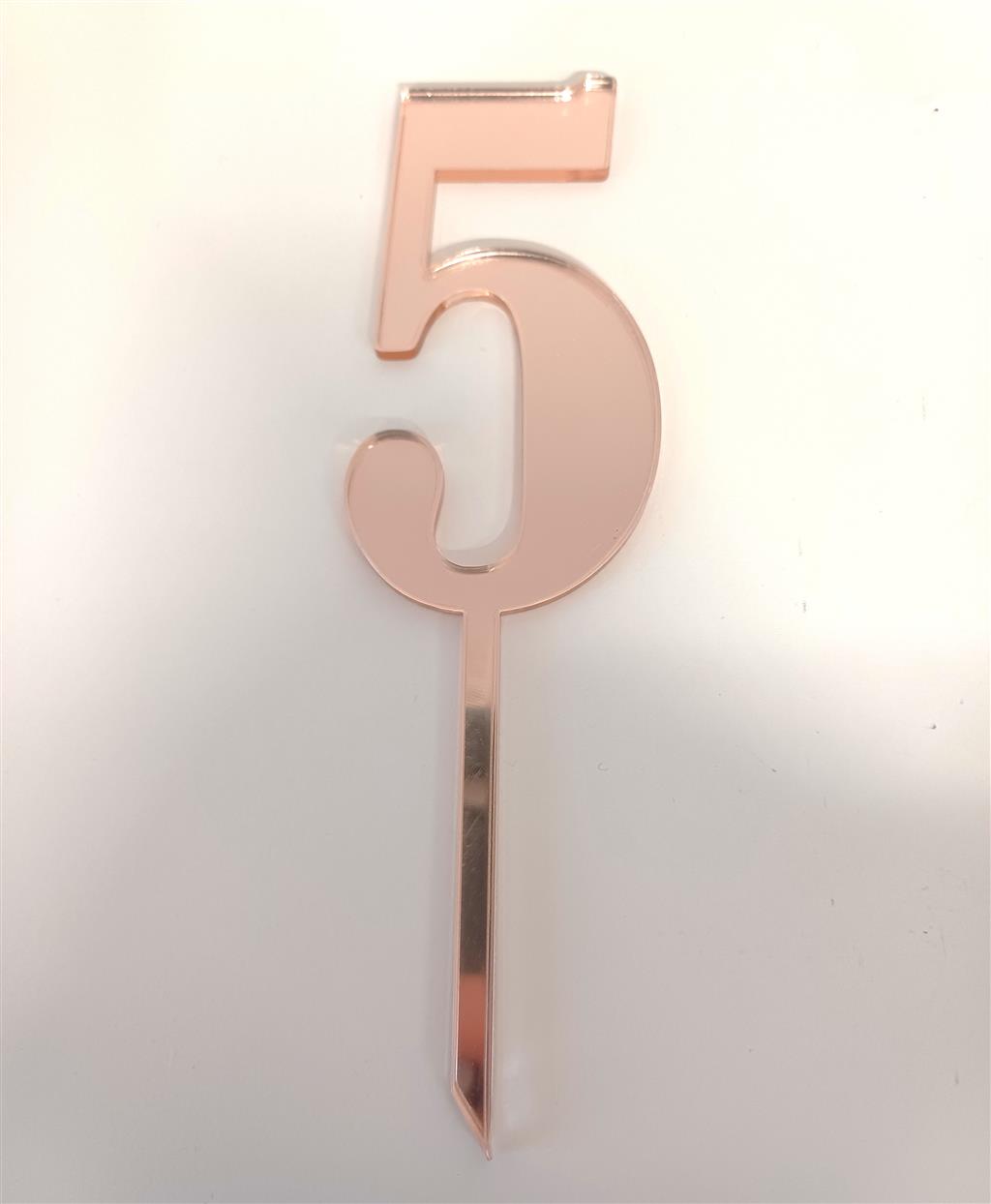 CAKE TOPPER ACR. ROSEGOLDZAHL 5