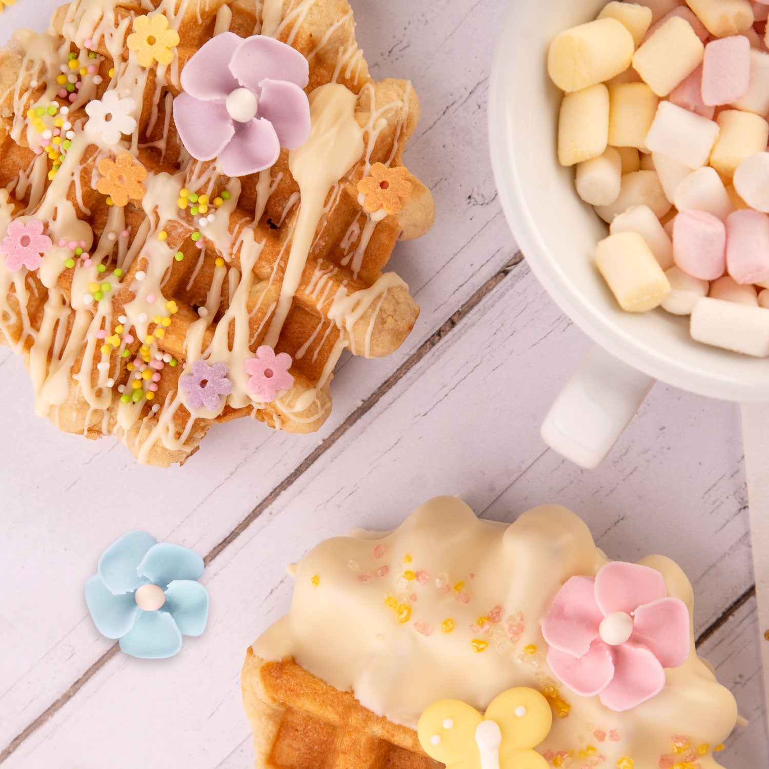 ZUCKERBLUMEN PASTEL auf Waffel