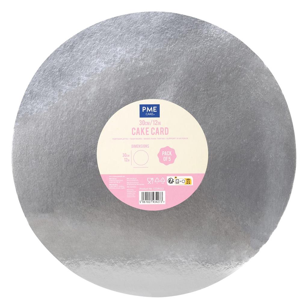 CAKE CARD SET - 5 STK. SILBER RUND 30 CM