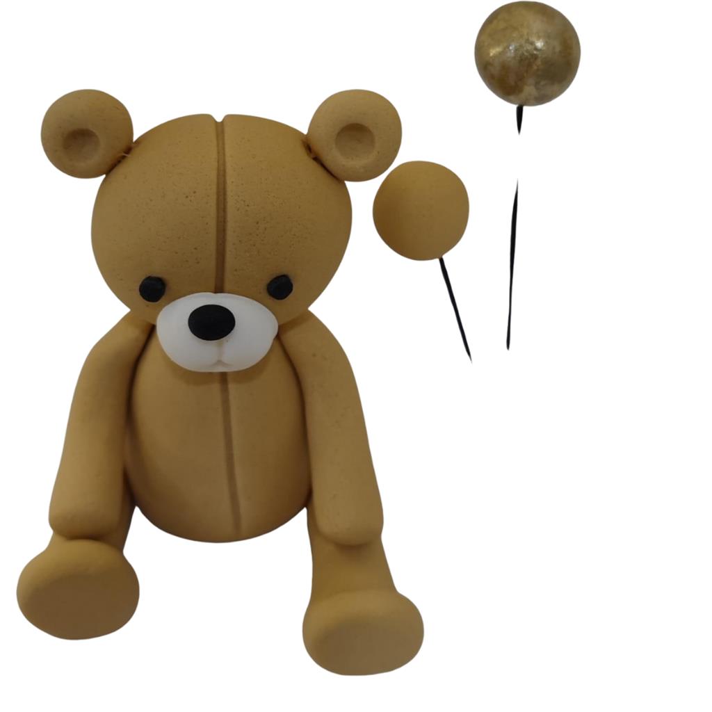 BÄR SITZEND ZUCKERFIGUR HONIGBRAUN MIT 3 TOPPERN