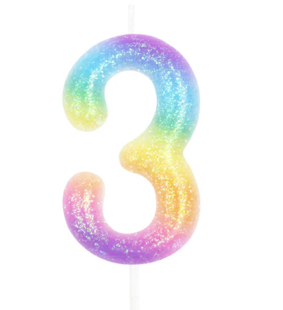 KERZE NUMMER 3 RAINBOW
