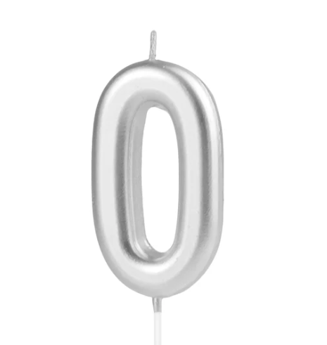 KERZE NUMMER 0 SILBER