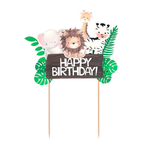 CAKE TOPPER HAPPY B-DAY DSCHUNGELTIERE