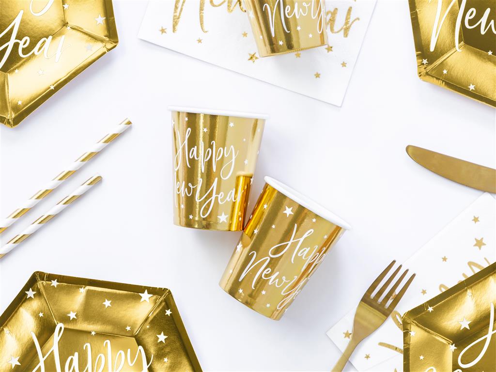 NEW YEAR GOLD PAPPBECHER