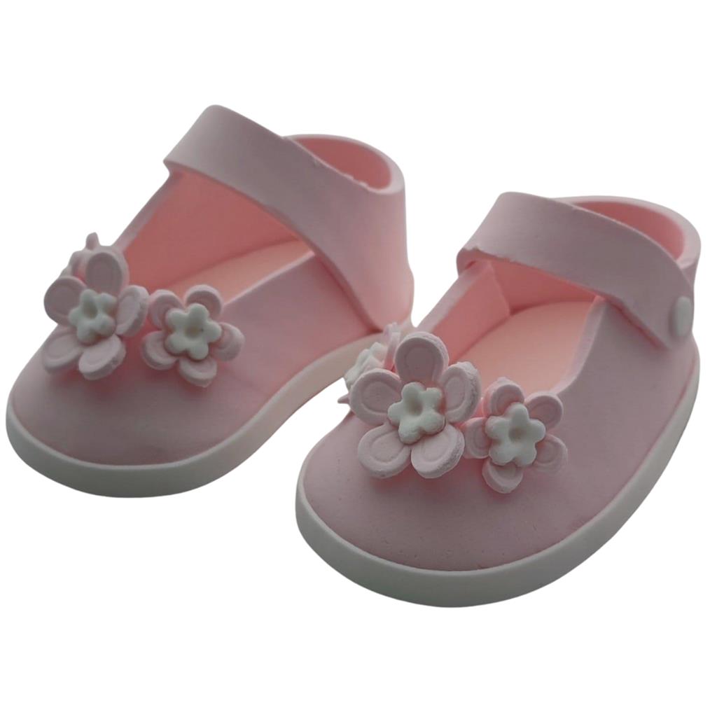 BABYSCHUHE ZUCKERFIGUR ROSA MIT BLUMEN