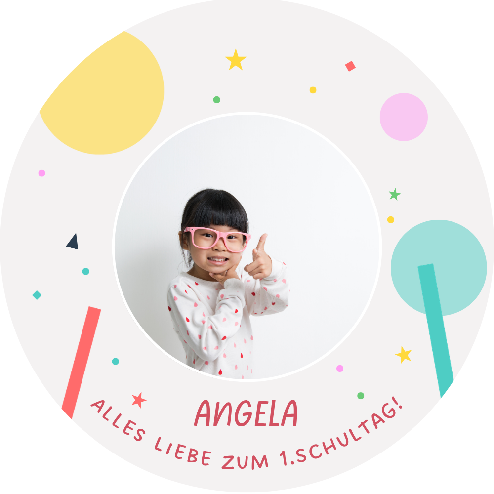 Foto Tortenaufleger Schulbeginn Konfetti