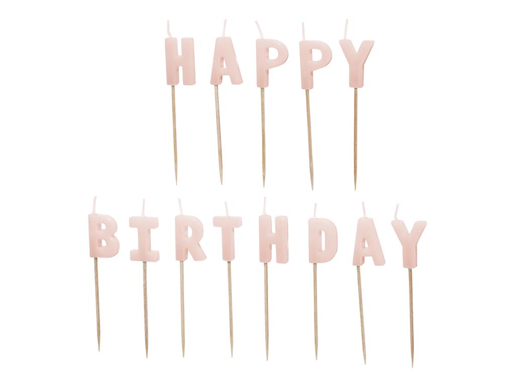 KERZEN HAPPY BIRTHDAY HELLROSA