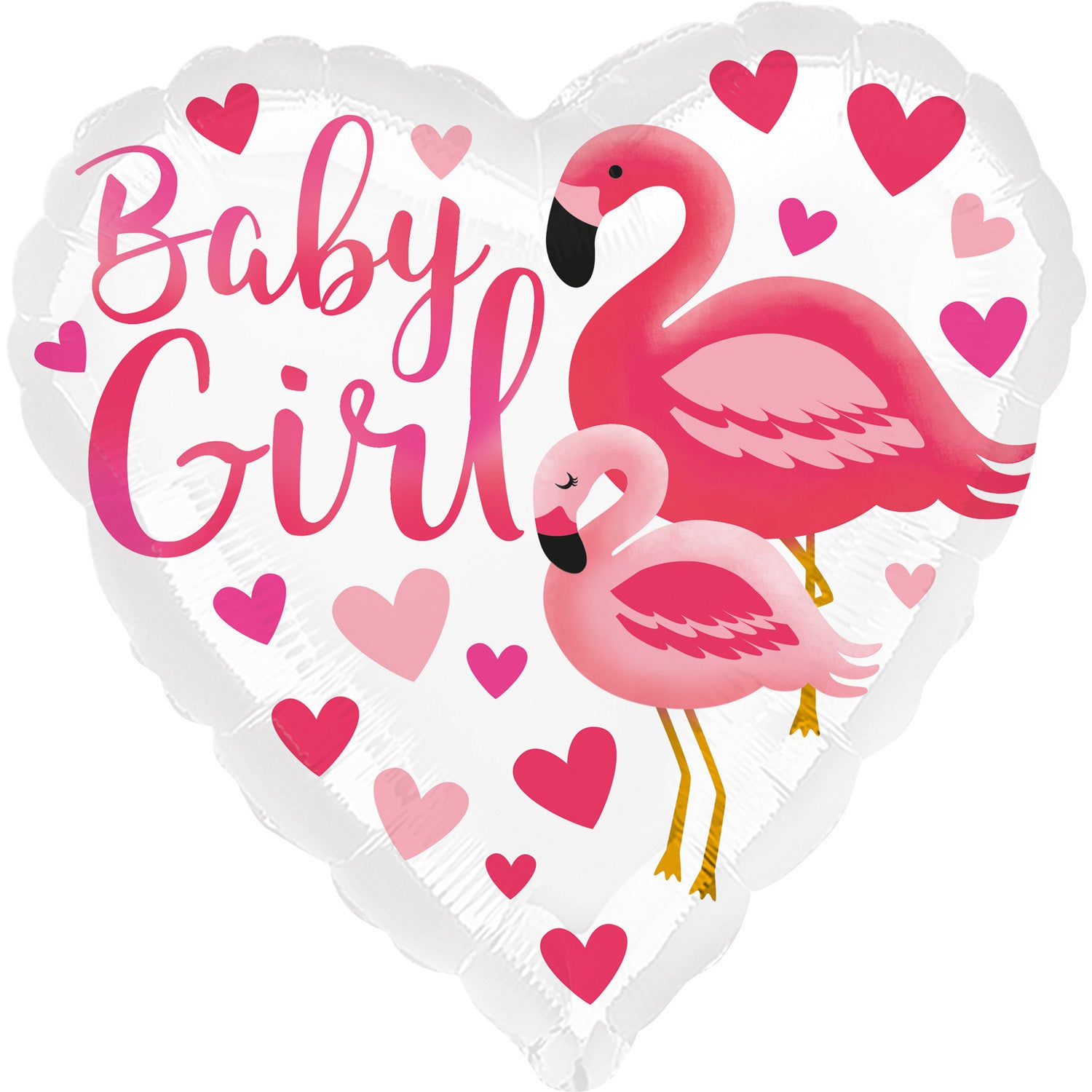 FLAMINGO BABY GIRL HERZ FOLIENBALLON