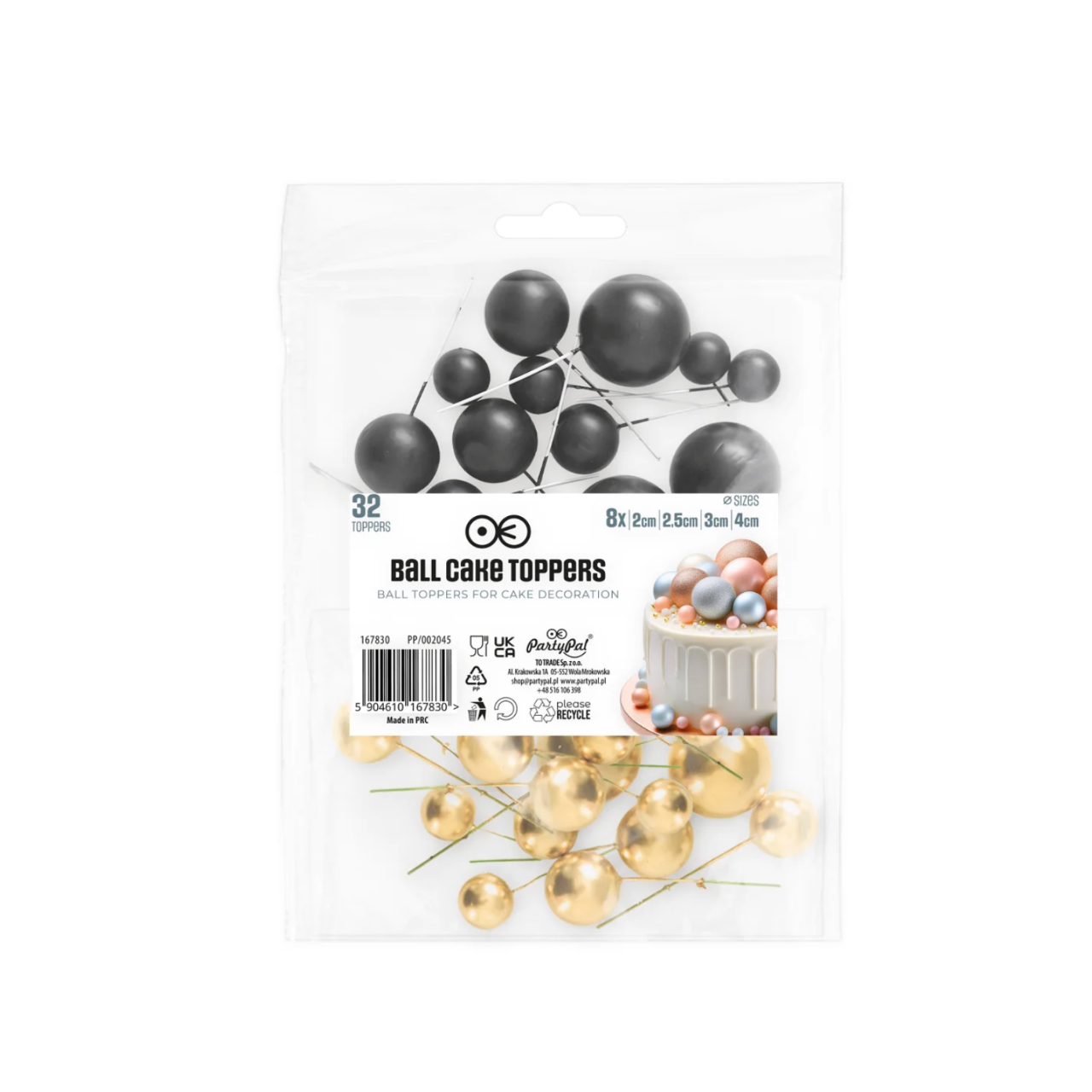 TOPPER KUGELN SCHWARZ- GOLD 32-ER SET