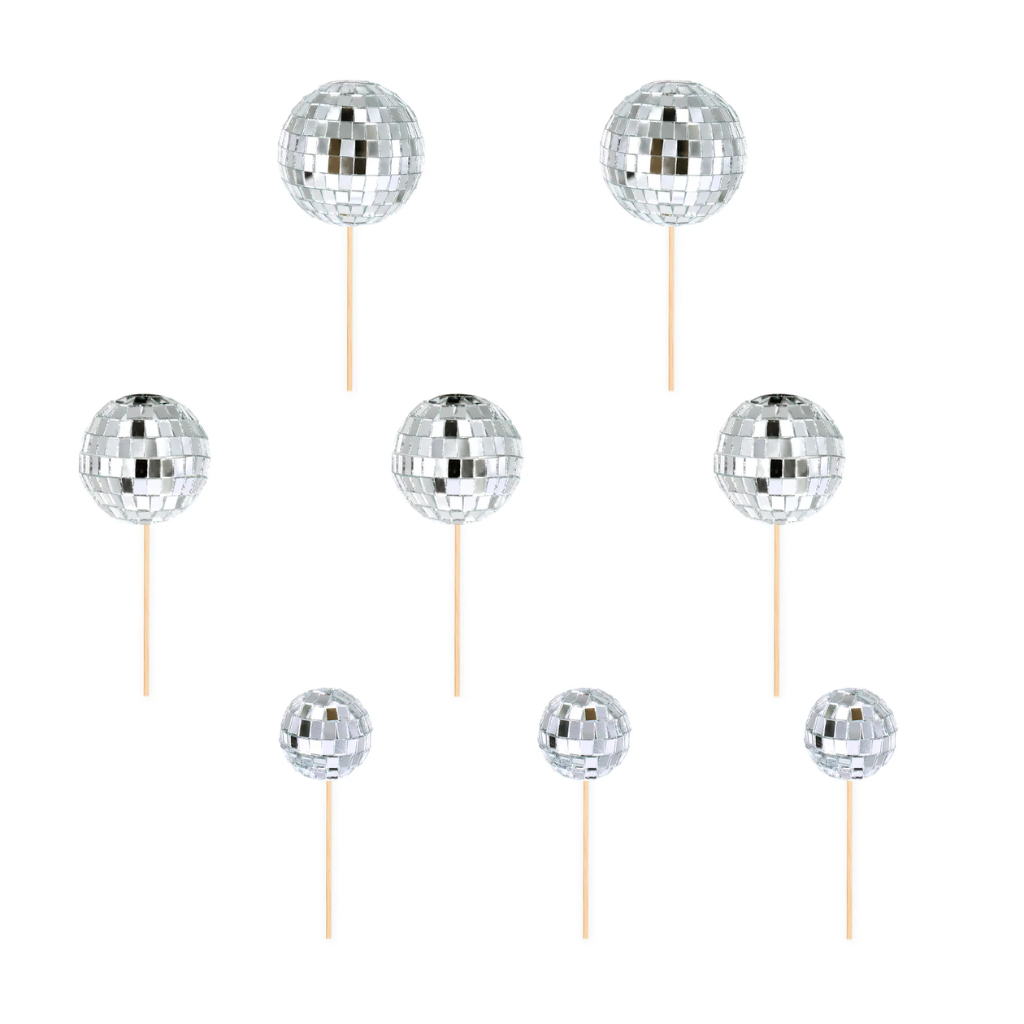 Topper Discokugeln-silber 8 Stk.