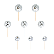 Topper Discokugeln-silber 8 Stk.