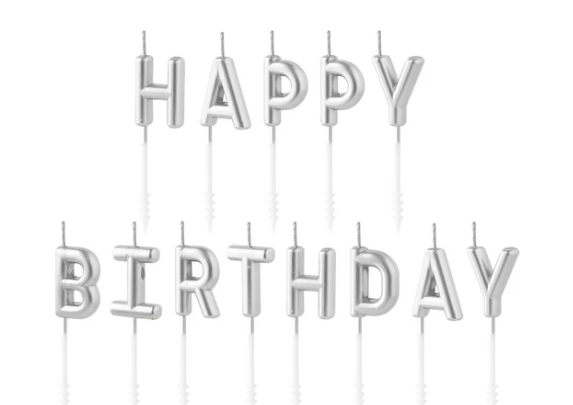 KERZE H-BIRTHDAY SILBER