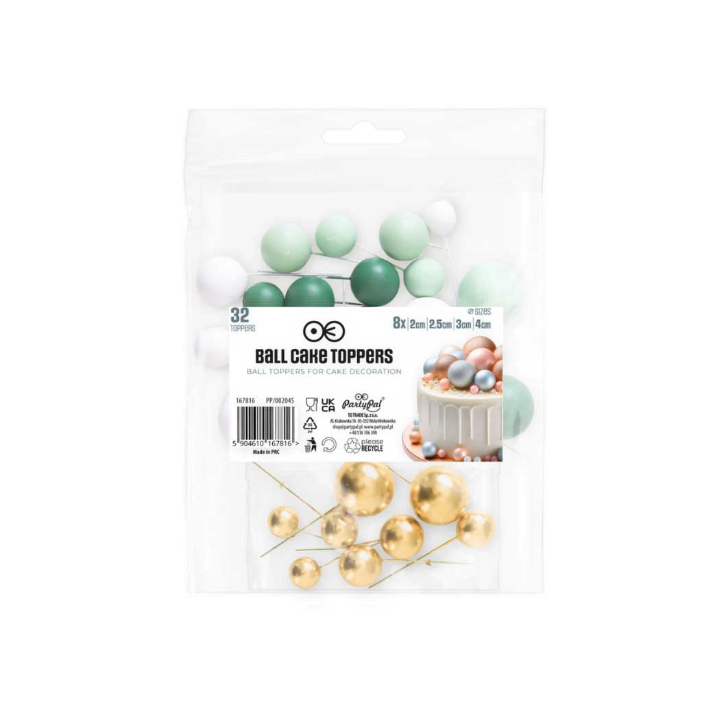 TOPPER KUGELN MINT/GRÜN/ GOLD/WEISS 32-ER SET