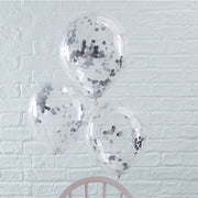 CLEAR BALLON MIT KONFETTISILVER/5