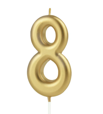 KERZE NUMMER 8 GOLD