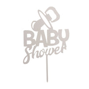 CAKE TOPPER BABY SHOWER SILBER 16X10 CM