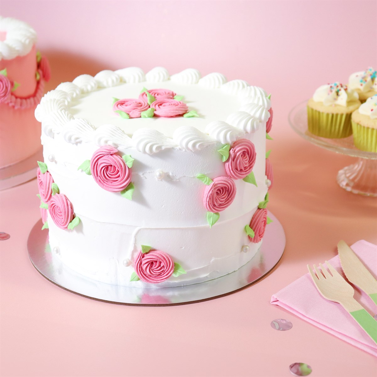 CAKE CARD SET - 5 STK. SILBER RUND 30 CM